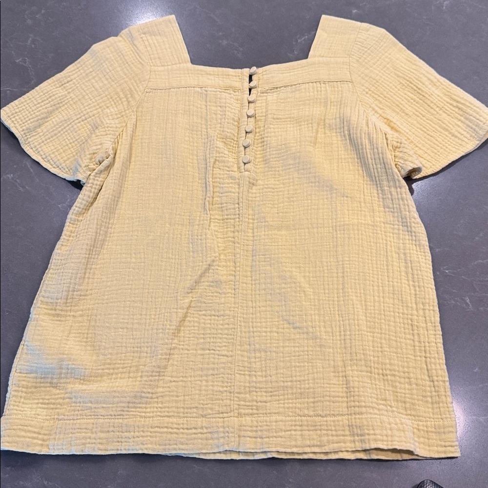 Madewell Pale Yellow Square-Neck Short Sleeve Top - Picture 2 of 4